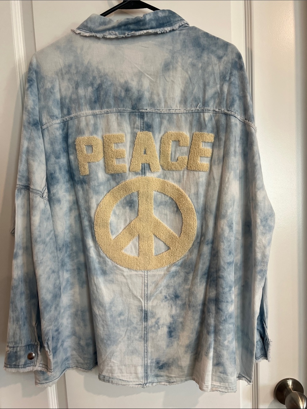 DAVI & DANI Light Blue Tie-Dye Button-Up Shirt Jacket